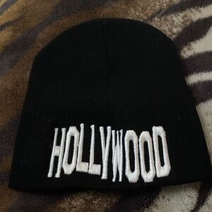 Black Beanie with 'Hollywood' Embroidery